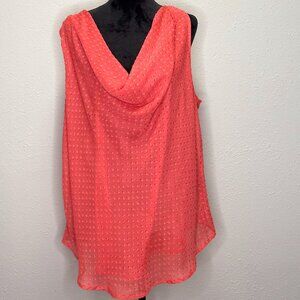 Daniel Rainn Coral Sleeveless Plus Size Cowl Neck Blouse – Size 2X